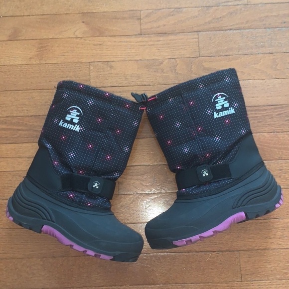 Kamik Girl’s Rocket 2 Black and Pink Winter Snow Boots Size Six - Picture 4 of 11